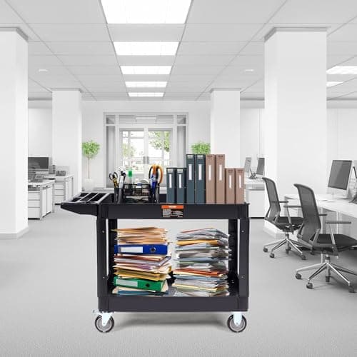 Heavy Duty SIMPLI-MAGIC Rolling Cart with Deep Shelves and Ergonomic Handle