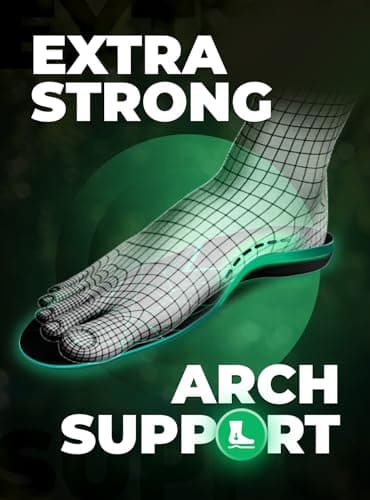 High Arch Support Insoles for Flat Feet - Men Women 220+ lbs, Standing All Day