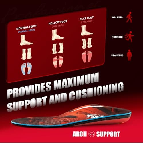 VALSOLE High Arch Support Insole, 220+ lbs, Plantar Fasciitis Pain Relief