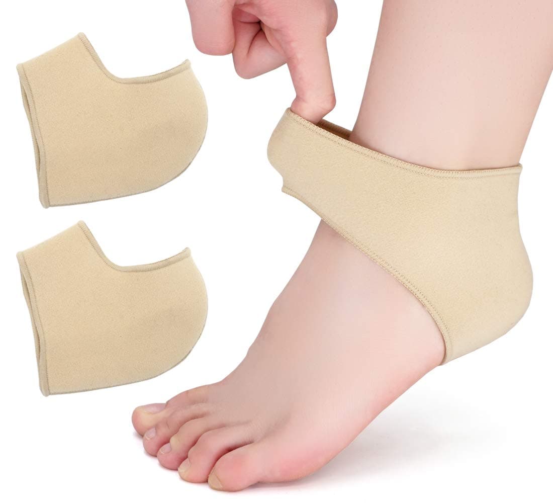 SQHT Women's & Men's Heel Protectors for Cracked Heels, Plantar Fasciitis, Heel Spurs, Size Large
