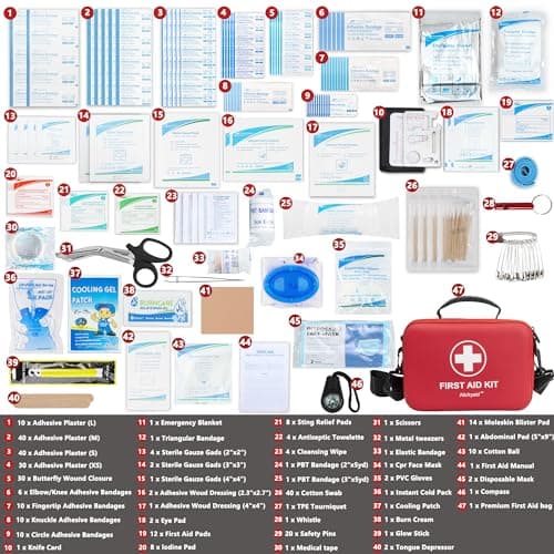 340 Piece Waterproof First Aid Kit for Home, Car, Travel, Outdoor Sports - Emergency Supplies