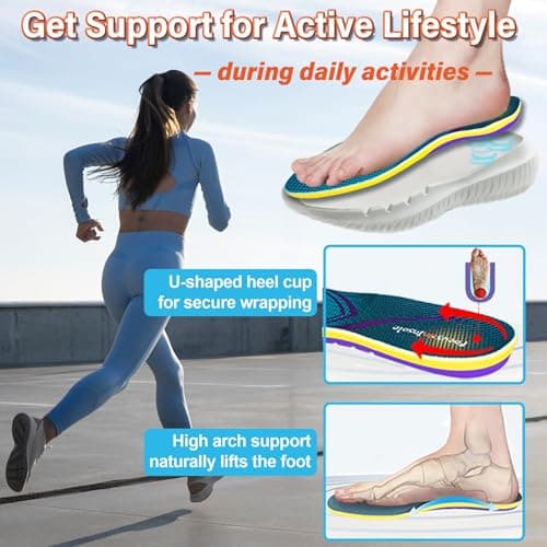RooRuns High Arch Support Insoles for Flat Feet Pain Relief