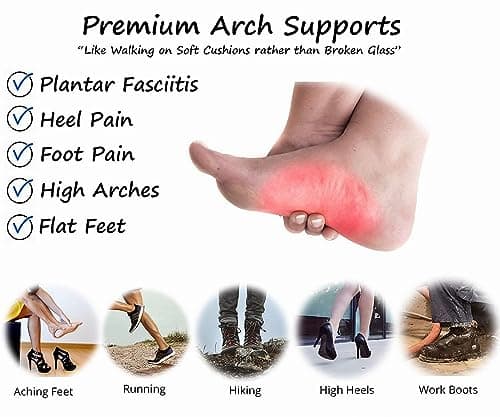 FLORNO Arch Support Shoe Insoles for Flat Feet & Plantar Fasciitis - Unisex, 4 Pairs