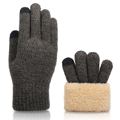 Thermal Gloves for Men and Women: Touchscreen-Compatible for Running, Driving, and Hiking — Black&gray