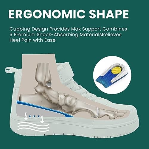 Welnove Gel Heel Cushions for Pain Relief - 0.6" to 1" Height Support for Women's 9-11.5 & Men's 7-9.5