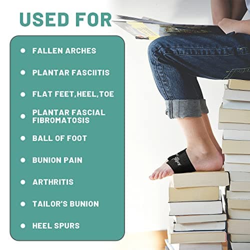 RooRuns Copper Arch Support Sleeves for Flat Feet, Heel Spurs, Fallen Arches, Plantar Fasciitis (2 Pairs)