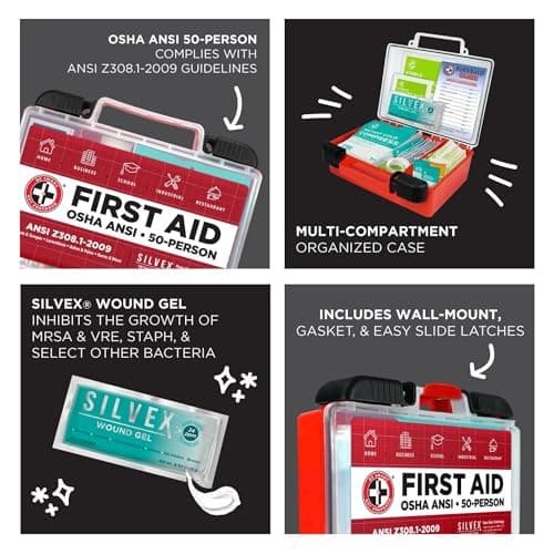 OSHA/ANSI First Aid Kit 50 Person, 250 Pieces - Home, Business, School, Industrial, Restaurants
