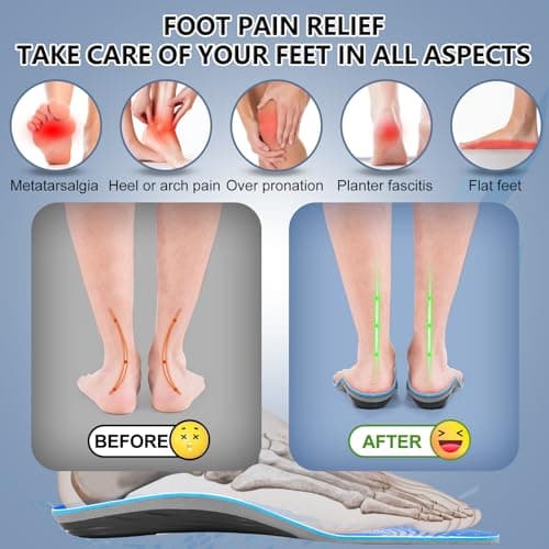 Plantar Fasciitis Relief Insoles for Men with High Arch Support