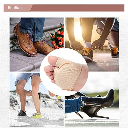 RooRuns Gel Metatarsal Pads for Pain Relief, 2Pairs (Black+Beige)