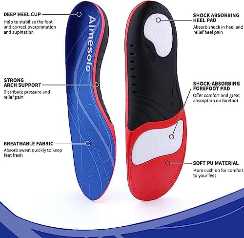 Plantar Fasciitis Insoles for Women and Men - High Arch Support - Foot Pain Relief - Heavy Duty Support