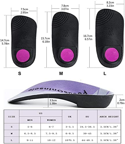 Plantar Fasciitis Orthotic Insoles, High Arch Supports, Men/Women