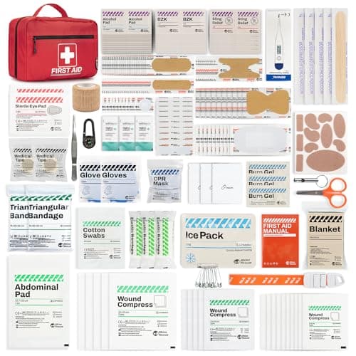 RHINO RESCUE 240 Piece Waterproof First Aid Kit, Lightweight Red Boat Dry Bag