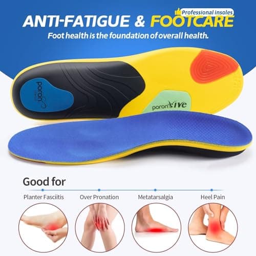 Heavy Duty Plantar Fasciitis Insoles for Men & Women - Arch Support & Foot Pain Relief L
