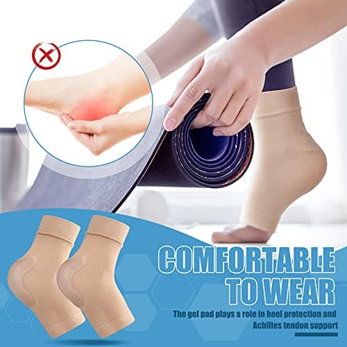 Eurzom Light Brown Compression Gel Heel Sleeve for Achilles Tendonitis