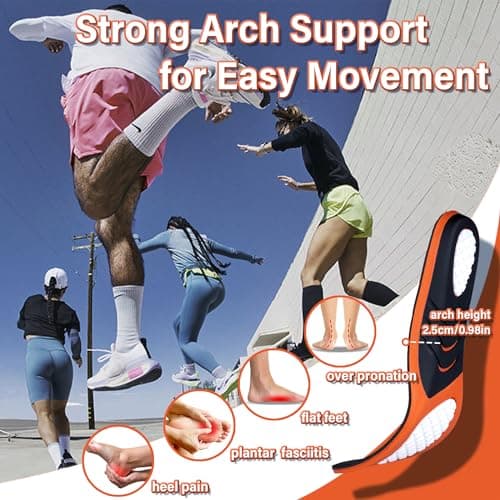 RooRuns High Arch Support Insoles for Flat Feet Pain Relief
