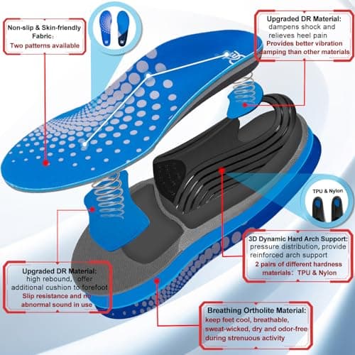 Plantar Fasciitis Relief Insoles for Men with High Arch Support