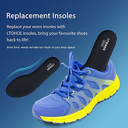 Memory Foam Shoe Insoles for Men's Work, Running & Hiking Boots, US Size 11