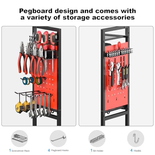 CCCEI Red Floor Standing Tool Organizer with Charging Station