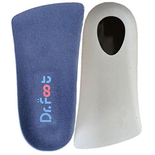 Dr. Foot's 3/4 Orthotics Insoles for Over-Pronation and Fallen Arches - 1 Pair (S - W7-8.5 | M5.5-7) — Blue + Grey | Upgraded
