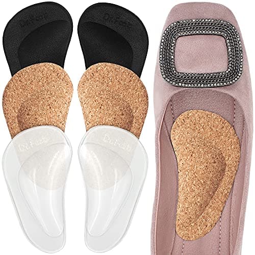 Dr. Foot's Gel Arch Support Insoles for Flat Feet & Plantar Fasciitis, Adhesive Pad - 3 Pairs (Black) — Cork+transparent+black