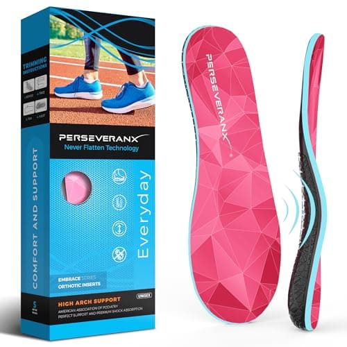 NASA Grade Plantar Fasciitis Insoles - High Arch Support Inserts for Men & Women - Orthotics for Shock Absorption & Pain — High Arch - Pink