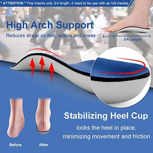 Arch Support Inserts for Plantar Fasciitis, Flat Feet & Foot Pain Relief for Men and Women