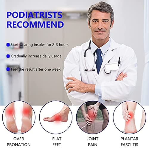 High Arch Support Insoles for Plantar Fasciitis - Gel Running Orthotics for Men and Women