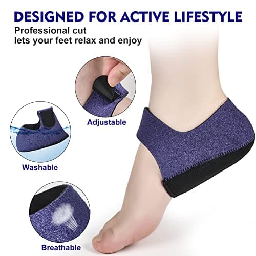 2PCS Gel Heel Protectors for Plantar Fasciitis and Achilles Tendinitis, Blue