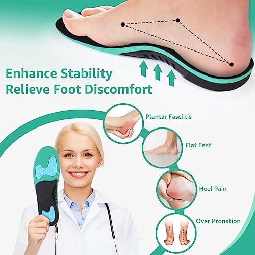 3ANGNI High Arch Support Insoles for Plantar Fasciitis Relief and Flat Feet Pain Relief