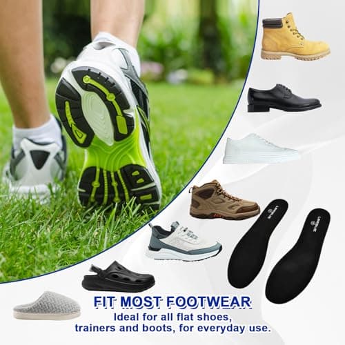 Memory Foam Insoles for Men - Comfort and Pain Relief for Work Boots, Running Shoes, and Sneakers