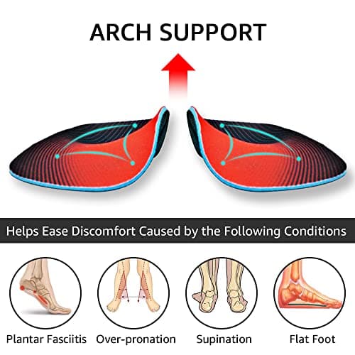 Orthotic Insoles for Flat Feet Relief - X-Small Size (Men's 3-4.5 / Women's 4-5.5)