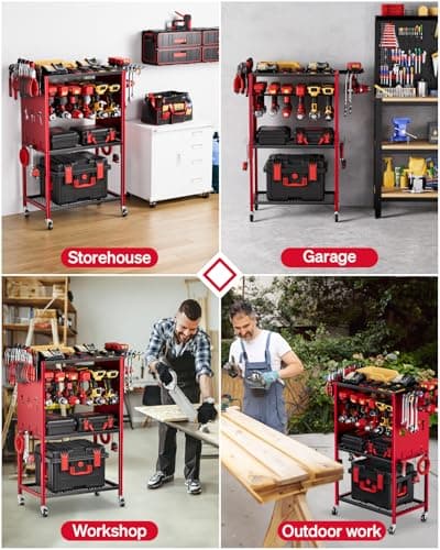 Heavy-Duty Power Tool Storage Cart with Wheels - Large Rolling Organizer for Garage