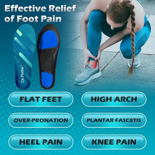 Heavy Duty Plantar Fasciitis Insoles, High Arch Support for Flat Feet (250MM)