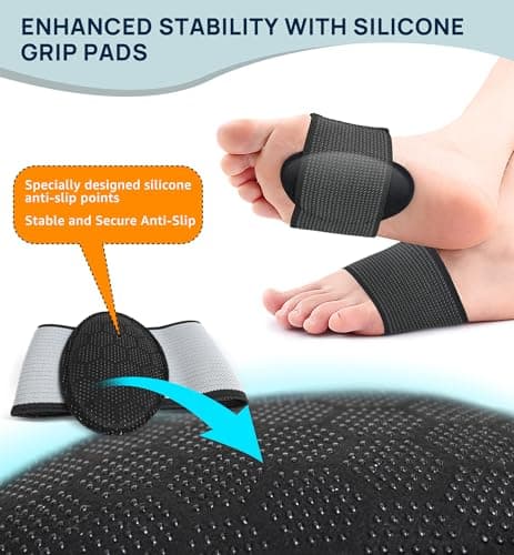 Arch Support Brace - Non-Slip Plantar Fasciitis Sleeve (Black, Medium)