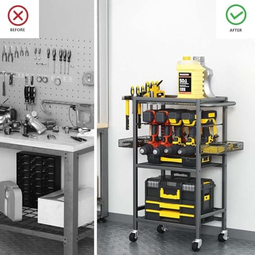 Heavy Duty Power Tool Organizer Cart with Wheels for Workshop and Outdoors