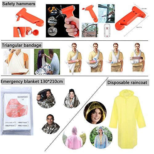 Red First Aid Kit - 230 Pieces, Fully Stocked for Emergencies | Car, Home, Travel, Camping, Office, Sports