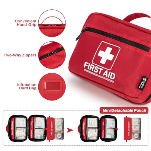 RHINO RESCUE 240 Piece Waterproof First Aid Kit, Lightweight Red Boat Dry Bag