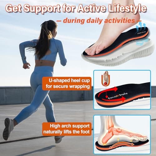 RooRuns High Arch Support Insoles for Flat Feet Pain Relief