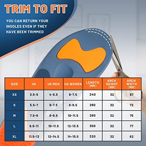 Plantar Fasciitis Insoles for Men and Women - Arch Support Inserts for Various Foot Conditions