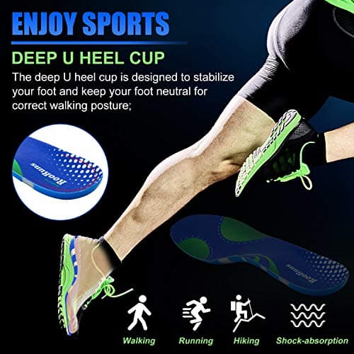 Arch Support Plantar Fasciitis Insoles for Men and Women, Shock Absorption Orthotic Inserts for Foot Pain Relief
