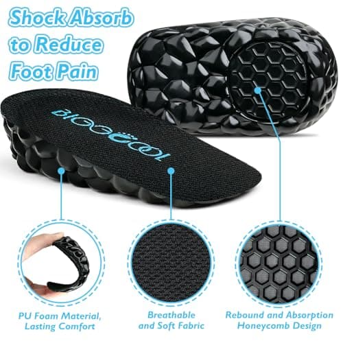 Invisible Height Boost Heel Insoles for LLD (Black, Large, 0.6" Height)