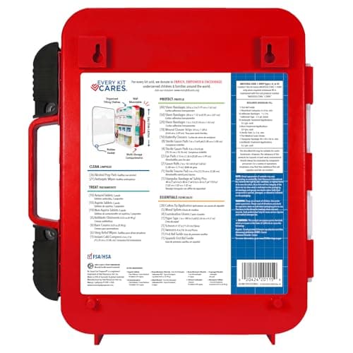 First Aid Kit for 100 People - Office, Home, Car, School, Emergency, Survival, Camping, Hunting, Sports - 326 Pieces - Hard Red Case - Exceeds OSHA and ANSI Guidelines