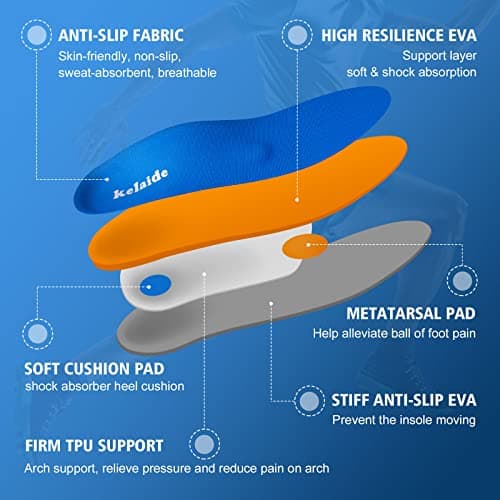 Kadalafil Arch Support Insoles for Flat Feet and Plantar Fasciitis Blue