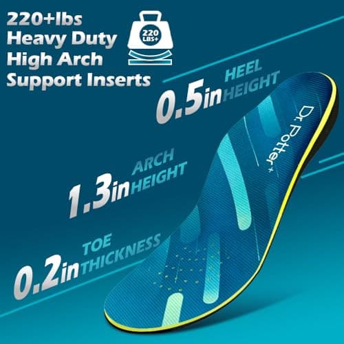 Heavy Duty Plantar Fasciitis Insoles, High Arch Support for Flat Feet (250MM)