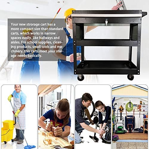 Eco-Friendly 3-Tier Rolling Tool Cart with Drawers (Black)