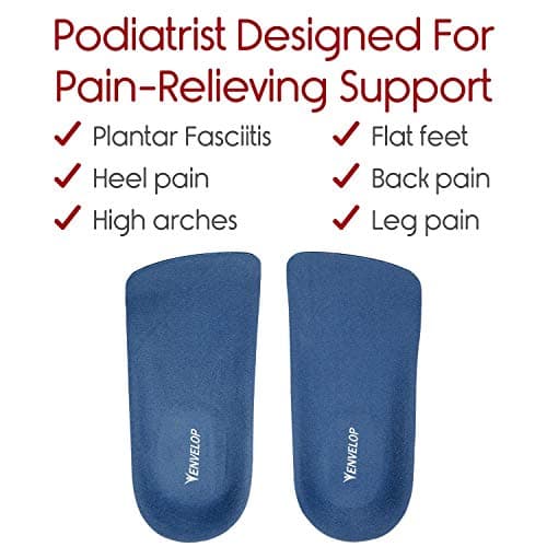 Envelop 3/4 Arch Support Inserts for Men and Women - Plantar Fasciitis, Flat Feet, Over-Pronation Relief - Running & Bas