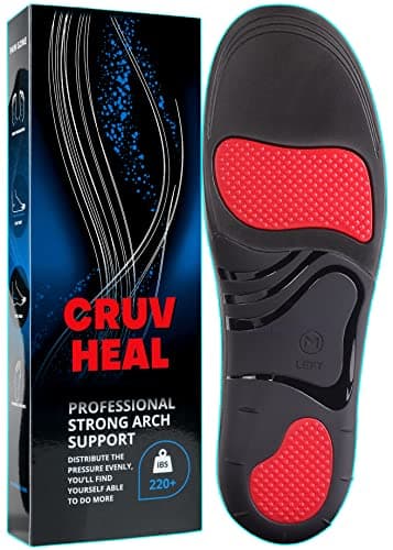 High Arch Support Insoles for Men & Women - Plantar Fasciitis Relief - Boot Work Shoes (S, Black) — Blue