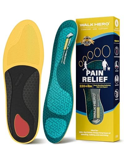 WalkHero Heavy Duty Pain Relief Shoe Inserts, Glacial Blue (Mens 9-9.5 | Womens 11-11.5) — Coral Green