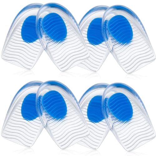 Silicone Heel Pads for Heel Pain Relief (4 Pairs, Small/Medium) for Men and Women — Large(Ripple)