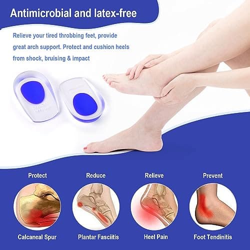 Plantar Fasciitis Heel Cups for Pain Relief and Foot Support (2 Pairs)